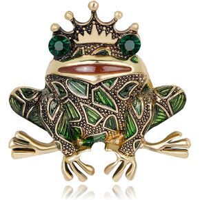 خمر معدن كبير حجر الراين الضفدع بروش المينا الأخضر تاج الضفدع بروش دبوس مجوهرات in Kuwait