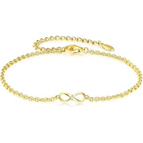 14K Gold Plated Jewelry Bracelet for Women, Infinity Charm Bracelet with Cubic Zirconia - Gold Jewelry for Women, Trendy Womens Bracelets & Charm Bracelet in Saudi Arabia