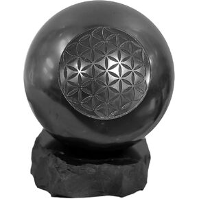 SHUNGITE TOLVU Stone Sphere - Flower of Life - Made of Rare Russian Stone Medium Size - 2 inch in Saudi Arabia
