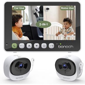 bonoch 5" 1440P Baby Car Camera - 360 Degree Rotating Wide View Backseat Monitor, USB Powered with Charger, Easy Setup Baby Rear Facing Car Seat Camera, Night Vision in Kuwait