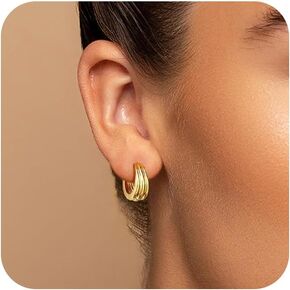 Bykuvo Small Gold Hoop Earrings For Women Hypoallergenic Trendy Gold Huggie Hoop Earrings For Women,Chunky Gold Earrings For Jewelry Gifts in Kuwait
