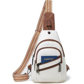حقيبة حبال Crossbody للنساء رجال مضاد للسرقة عبر جسم فاني فاني حزمة حزام حقيبة هدايا للنساء من جلد فو ، القهوة in Kuwait