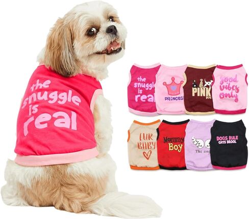 DroolingDog 8 Pieces Girl Dog Clothes for Girls Small Dog Shirts Puppy T Shirt for Small Dogs Girl Clothes Dogs T-Shirt Chihuahua Yorkie Clothes, 8 Packs in Saudi Arabia
