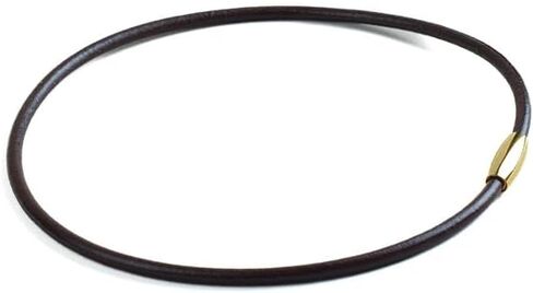 BLKSMTH Women's CHOKER Nappa Cowhide 18k Gold Plated Olive Shaped Magnet Clasp Clavicle Neck Necklace (金色/棕色, 40cm/15.7inch) in Saudi Arabia