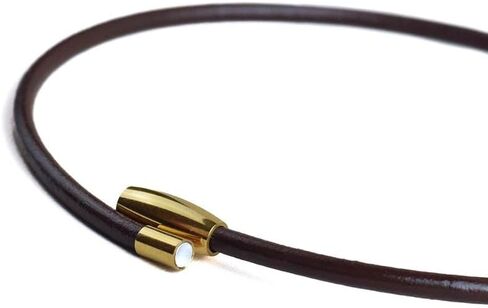 BLKSMTH Women's CHOKER Nappa Cowhide 18k Gold Plated Olive Shaped Magnet Clasp Clavicle Neck Necklace (金色/棕色, 40cm/15.7inch) in Saudi Arabia