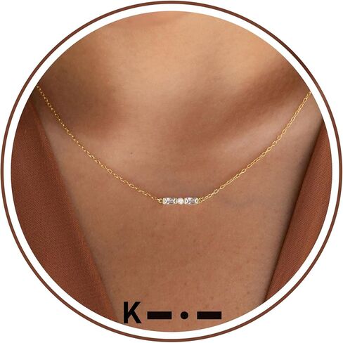 Gold Initial Necklace for Women, Dainty Gold Necklace with Morse Code Initial Necklaces for Women Trendy Letter Necklace with A-Z Crystal Choker Stocking Stuffers for Teen Birthday Christmas Jewelry in Saudi Arabia