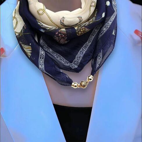Silk Scarf Necklace for Woman Trendy Black and white Scarf Necklace with Charm Formal Costume Prom Jewelry Gift in Saudi Arabia