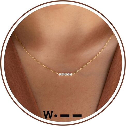Gold Initial Necklace for Women, Dainty Gold Necklace with Morse Code Initial Necklaces for Women Trendy Letter Necklace with A-Z Crystal Choker Stocking Stuffers for Teen Birthday Christmas Jewelry in Kuwait