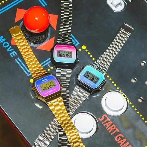 Casio A168WERG-2A Men's Vintage Gold Tone Purple Dial Alarm Chronograph Digital Watch in Saudi Arabia