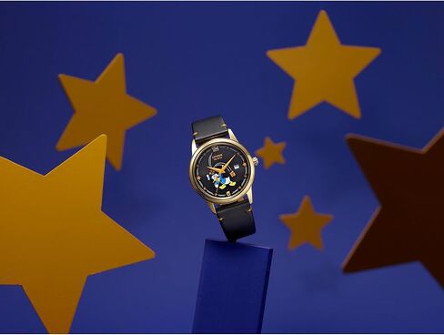 Citizen Men's Eco-Drive Disney Donald Duck Watch, Black Leather Strap, Black Dial, Date (Model: AW1789-04W) in Saudi Arabia