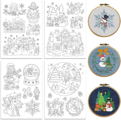 peacoblue Water Soluble Embroidery Patterns for Beginners, Valentine's Day Elements 4 Sheets with 27pcs, Wash Away Embroidery Pattern Stabilizer for Hand Sewing Lover Couple Women Adults in Saudi Arabia