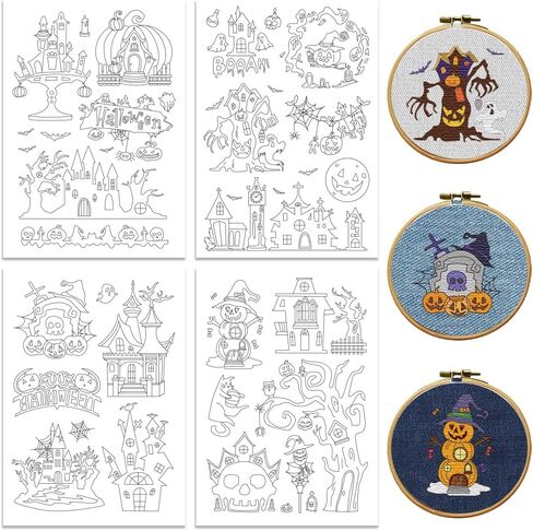 peacoblue Water Soluble Embroidery Patterns for Beginners, Valentine's Day Elements 4 Sheets with 27pcs, Wash Away Embroidery Pattern Stabilizer for Hand Sewing Lover Couple Women Adults in Saudi Arabia