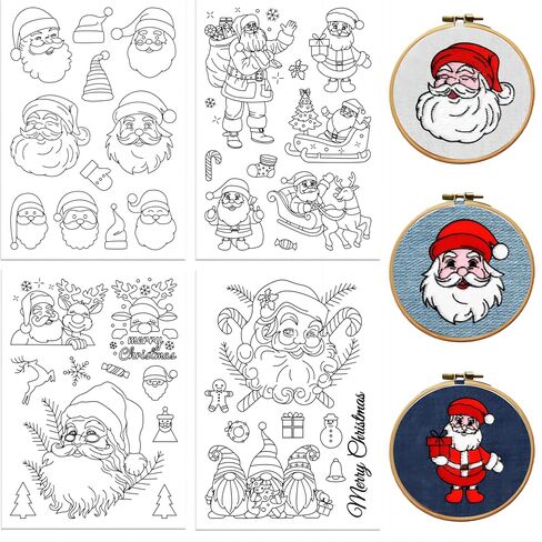 peacoblue Water Soluble Embroidery Patterns for Beginners, Valentine's Day Elements 4 Sheets with 27pcs, Wash Away Embroidery Pattern Stabilizer for Hand Sewing Lover Couple Women Adults in Saudi Arabia