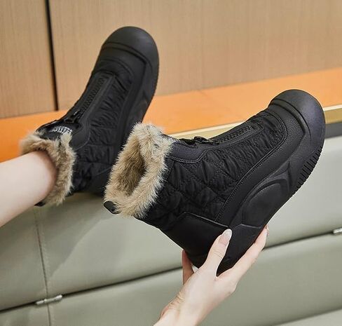 Hhhchpm Women's Snow Boots Waterproof Winter Fleece Lining Booties Anti-Slip Mid-Calf Warm Shoes in Saudi Arabia