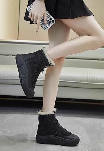 Hhhchpm Women's Snow Boots Waterproof Winter Fleece Lining Booties Anti-Slip Mid-Calf Warm Shoes in Saudi Arabia