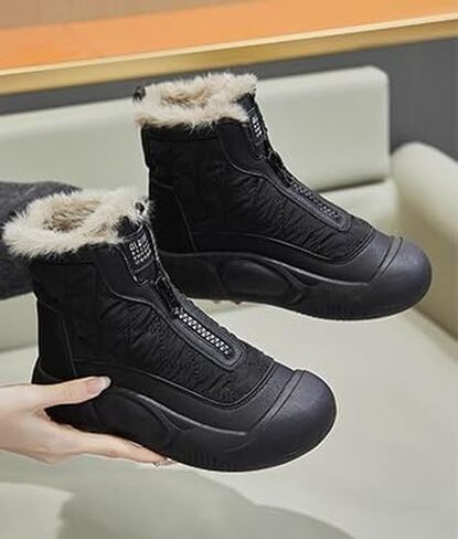 Hhhchpm Women's Snow Boots Waterproof Winter Fleece Lining Booties Anti-Slip Mid-Calf Warm Shoes in Saudi Arabia