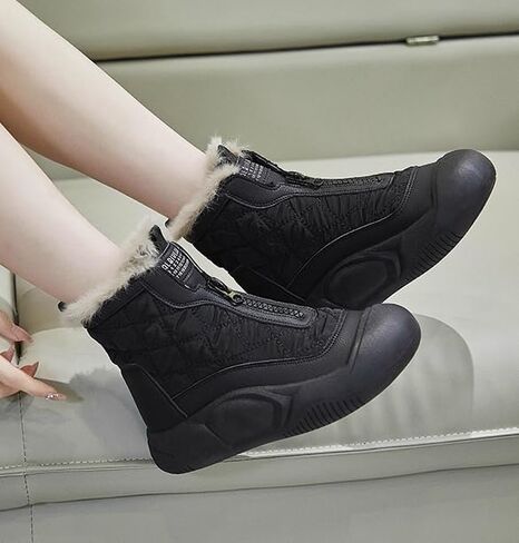 Hhhchpm Women's Snow Boots Waterproof Winter Fleece Lining Booties Anti-Slip Mid-Calf Warm Shoes in Saudi Arabia