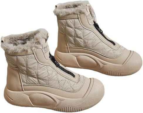 Hhhchpm Women's Snow Boots Waterproof Winter Fleece Lining Booties Anti-Slip Mid-Calf Warm Shoes in Saudi Arabia