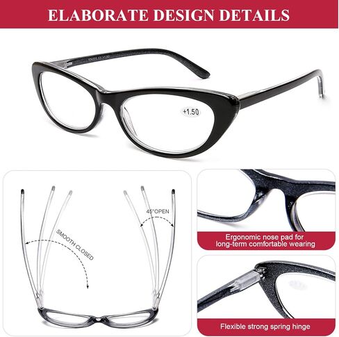 AQWANO Reading Glasses Womens Blue Light Blocking - Cat Eye Ladies Computer Readers Anti Eyestrain UV400 Eyeglasses in Saudi Arabia