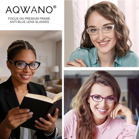 AQWANO Reading Glasses Womens Blue Light Blocking - Cat Eye Ladies Computer Readers Anti Eyestrain UV400 Eyeglasses in Saudi Arabia