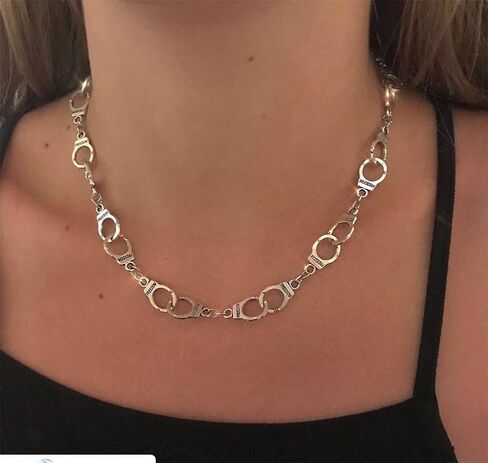 Hewill Handcuffs Choker Necklace Harajuku Handcuff Infinity Interlocking Circle Collar Statement Necklace for Women Men Punk Jewelry in Saudi Arabia