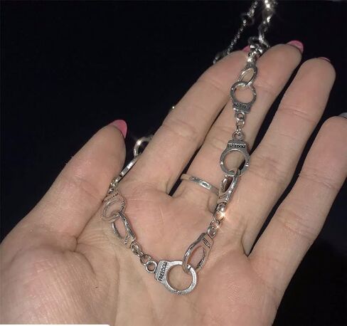 Hewill Handcuffs Choker Necklace Harajuku Handcuff Infinity Interlocking Circle Collar Statement Necklace for Women Men Punk Jewelry in Saudi Arabia