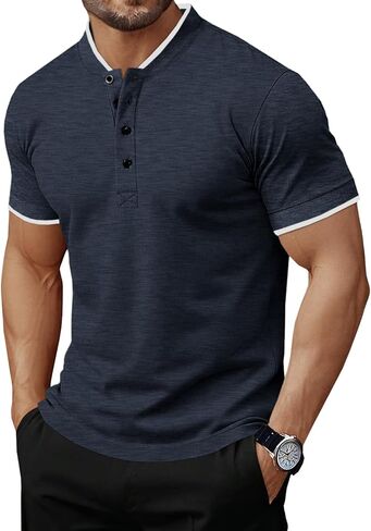 Runcati Mens Henley Shirts Short Sleeve Casual Polo Shirts Summer Business Workout Golf T- Shirts in Saudi Arabia