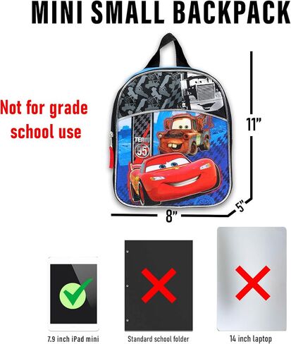 Disney Cars Mini Backpack with Lunch Box Set - Bundle with 11" Small Lightning McQueen Backpack, Lunch Bag, Stickers, More | Disney Cars Lunch Bag Set in Saudi Arabia