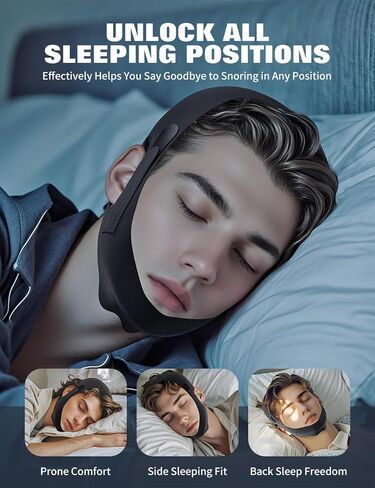 NNSRR Chin Strap for Sleeping,Anti Snore Chin Strap for CPAP Users,Anti Snoring Devices Breathable and Reusable for Men and Women,Simple and Effective Snoring Solution in Saudi Arabia
