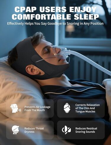 NNSRR Chin Strap for Sleeping,Anti Snore Chin Strap for CPAP Users,Anti Snoring Devices Breathable and Reusable for Men and Women,Simple and Effective Snoring Solution in Saudi Arabia