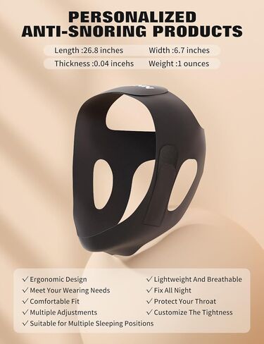 NNSRR Chin Strap for Sleeping,Anti Snore Chin Strap for CPAP Users,Anti Snoring Devices Breathable and Reusable for Men and Women,Simple and Effective Snoring Solution in Saudi Arabia