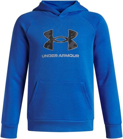 Under Armour Boys' Rival Fleece Big Logo Print Fill Hoodie, (402) Blue Atlantis / / White, X-Large in Saudi Arabia
