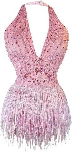 Youmeisha Sparkly Rhinestones Sexy Backless Deep V-Neck Fringes Bodysuit Nightclub Party Ds Show Birthday Team Dance Costumes in Saudi Arabia
