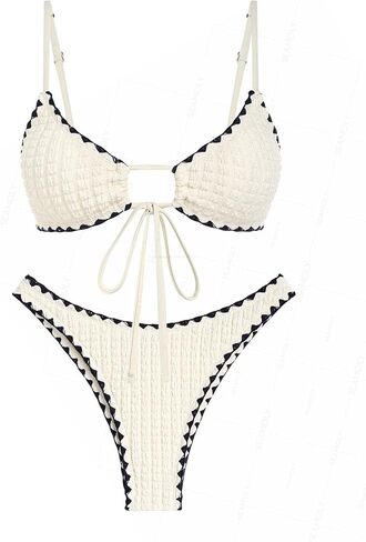 Seamolly Fruit Cherry Print Cinched Tie Front Cheeky Bikini Set in Kuwait