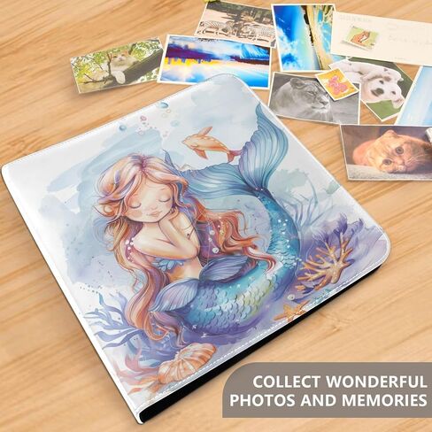 FENOCHE Mermaid Watercolor Photo Album Self Adhesive for 4x6 8x10 Pictures Leather Scrapbook Albums 40 Pages in Saudi Arabia