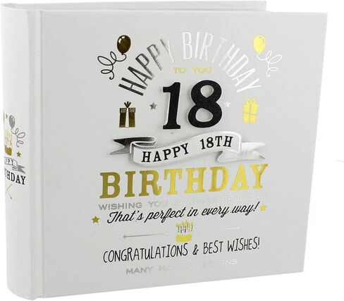 Artist Unknown 18th Birthday Photo Album 4"x6" Signography Black and Gold Design FL29918, White (Gndie/Ca1755) in Saudi Arabia