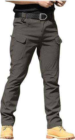 Tactical Pants for Men Water Resistant Zip Up Outdoor Work Camping Stretchy Waterproof Hiking Pants Multi Pockets in Saudi Arabia