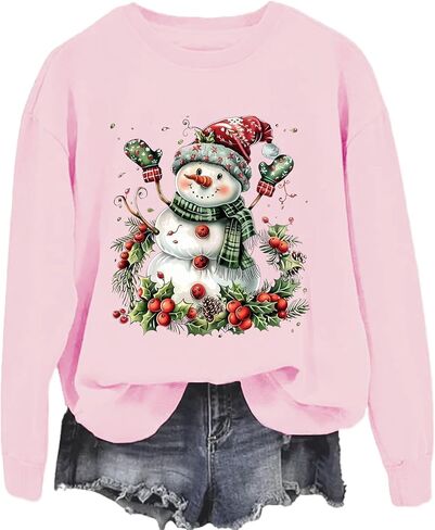 blucagand Snowman Christmas Sweatshirt Jolly Snowman Sweatshirt For Women in Kuwait