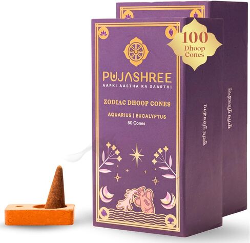 مخاريط Pujashree Zodiac Dhoop لبوجا - أعواد بخور عطرية خشبية عضوية وطبيعية تدوم طويلاً ماندير بوجا (العذراء (عشبة الليمون)) in Saudi Arabia