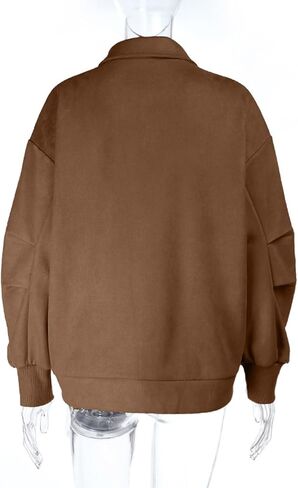 Molisry Women's Faux Leather Bomber Jacket Long Sleeve Button Down Zipper Y2K Warm Fall Trendy Coat 2025 in Saudi Arabia