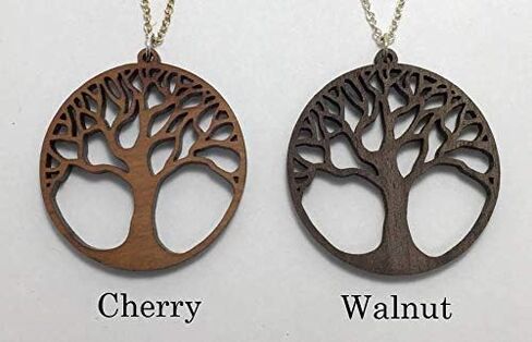Tree of Life Natural Reclaimed Cherry and Walnut Wood Pendant Necklace Yoga Jewelry in Saudi Arabia
