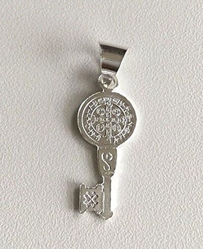 LUXURYGOLD888 925 STERLING SILVER SAINT BENEDICT KEY / 925 PLATA MEDALLA DE SAN BENITO LLAVE in Saudi Arabia
