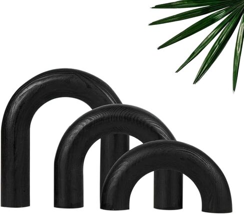 ANONYO 3Pcs Wooden Arches Decorative Object for Coffee Table Boho Shelf Decor Arch Design for japandi Home Aesthetic Shelf Neutral Home Accents (Black Stain) in Saudi Arabia