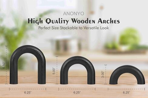ANONYO 3Pcs Wooden Arches Decorative Object for Coffee Table Boho Shelf Decor Arch Design for japandi Home Aesthetic Shelf Neutral Home Accents (Black Stain) in Saudi Arabia