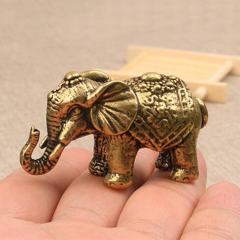 Solid Brass Miniature Elephant Statue,Brass Animals Figurine Decorative, Good Luck Symbol,Ideal Collection Gift,2.05"× 1.14"(2pcs Elephant) in Saudi Arabia