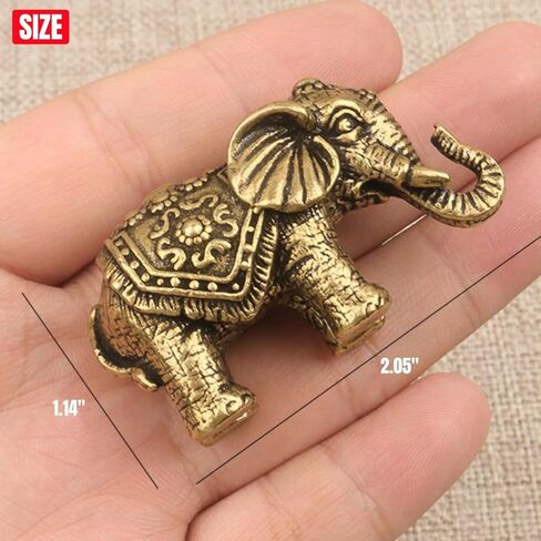 Solid Brass Miniature Elephant Statue,Brass Animals Figurine Decorative, Good Luck Symbol,Ideal Collection Gift,2.05"× 1.14"(2pcs Elephant) in Saudi Arabia