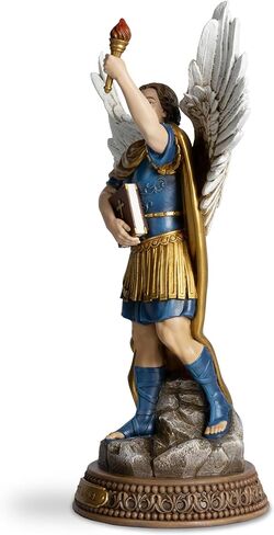 DevotedWalls Saint Uriel The Archangel Statue,St Uriel Figurine with Gold Cape,Sacred Book & Flame,12" H Hand-Painted Patron of Wisdom,Illumination,Resin Catholic Gift for Home Altar Decor in Saudi Arabia