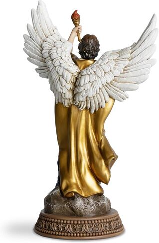 DevotedWalls Saint Uriel The Archangel Statue,St Uriel Figurine with Gold Cape,Sacred Book & Flame,12" H Hand-Painted Patron of Wisdom,Illumination,Resin Catholic Gift for Home Altar Decor in Saudi Arabia