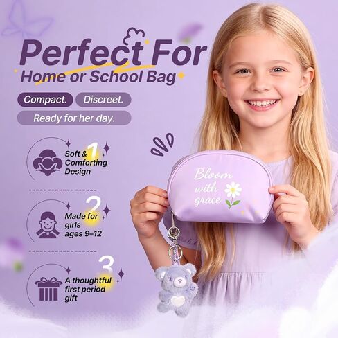 First Period Kit for Girls 9–12 – Tween Menstrual Starter Kits with 8 PC Period Gift Kits for for Tween Girls Gift-Ready Box (Purple) in Saudi Arabia