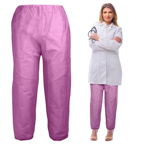 EZGOODZ Teal Disposable Scrub Pants, Medium Size. Pack of 10 SMS Disposable Pants Medical with Waist Ties. Breathable Scrubs for Women and Men in Saudi Arabia